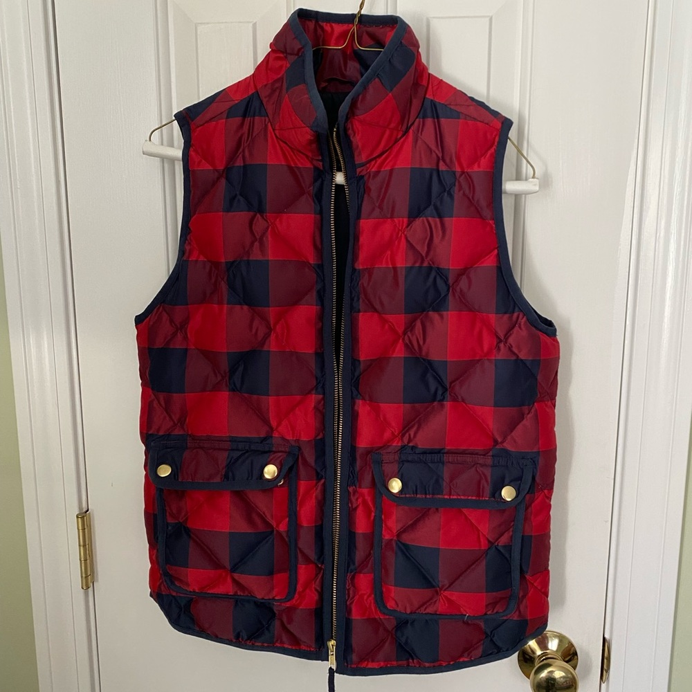 JCrew buffalo plaid vest, womens XS.